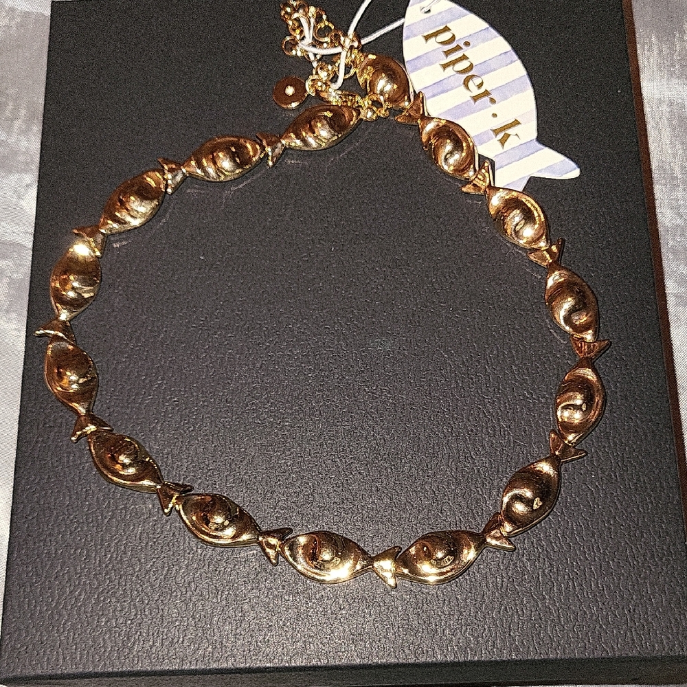 Piper K Fish Link Necklace Golden Toned  16" + 3" Ext. Bnwt Ti Rt TL